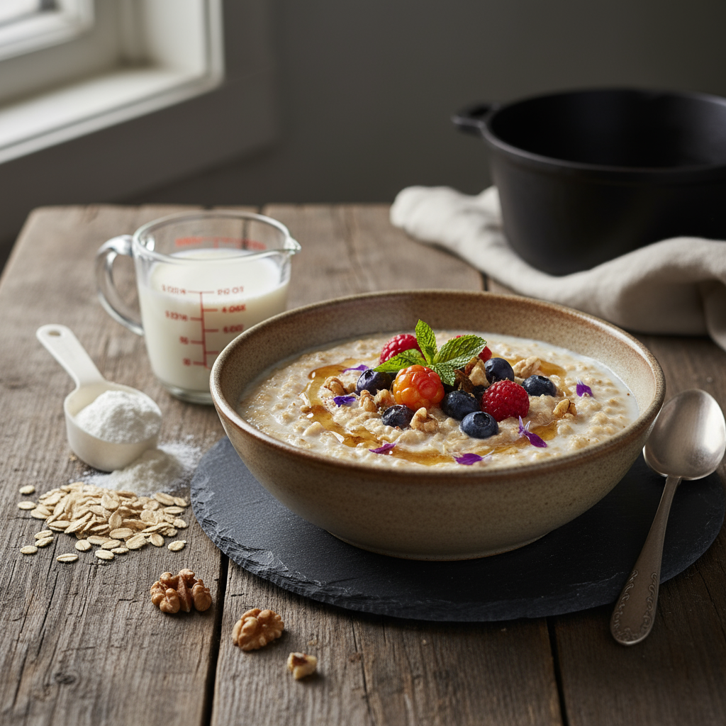 Proteingrøt med Cottage Cheese og Bær