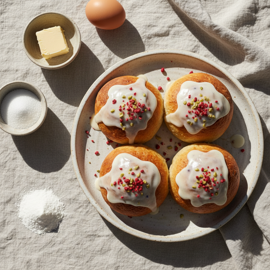 Bærboller med Kremostglasur, non-processed Nordic style, antioksidanter, vitamin C.