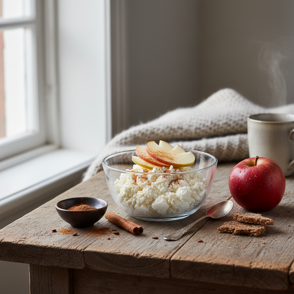 Cottage Cheese og Eplefrokost med Kanel