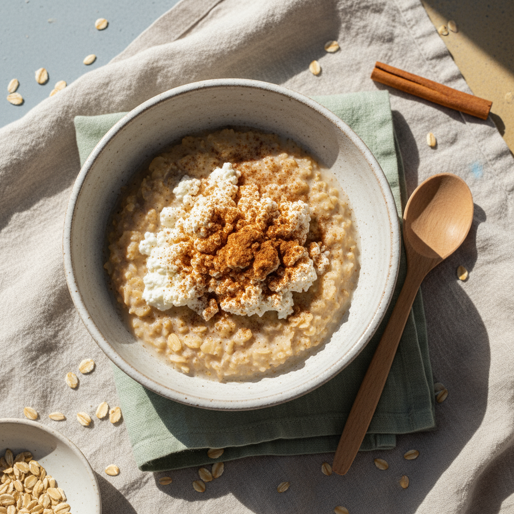 Proteingrøt med Egg og Cottage Cheese