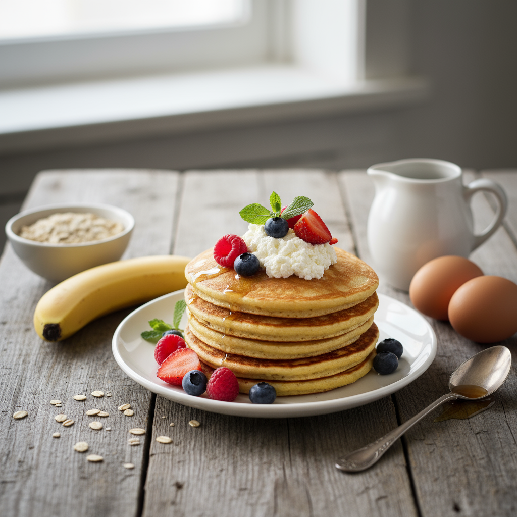 Norsk Proteinpannekake med Bær og Cottage Cheese