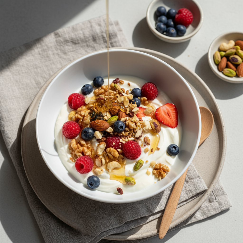 Yoghurtbowl med bær og nøtter
