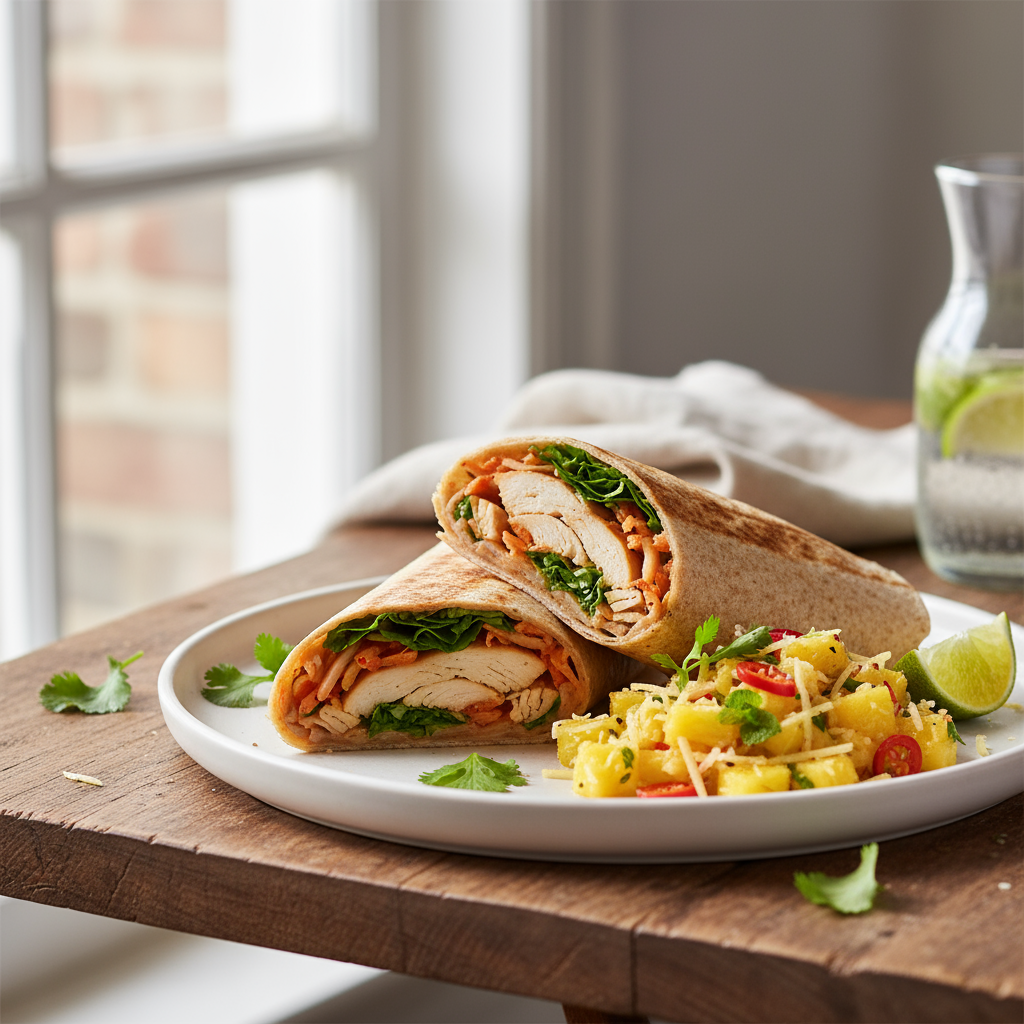 Kylling- og Kimchi Wraps med Ananas- og Ingefærsalsa