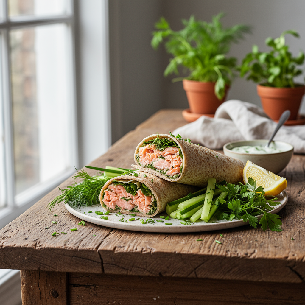 Rask Laksewrap med Friske Urter