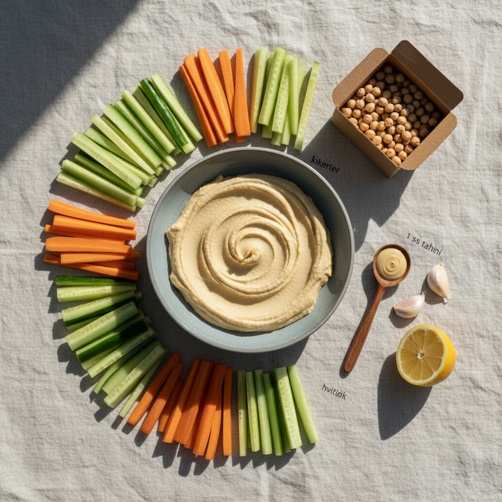 Hummus og grønnsaksstaver