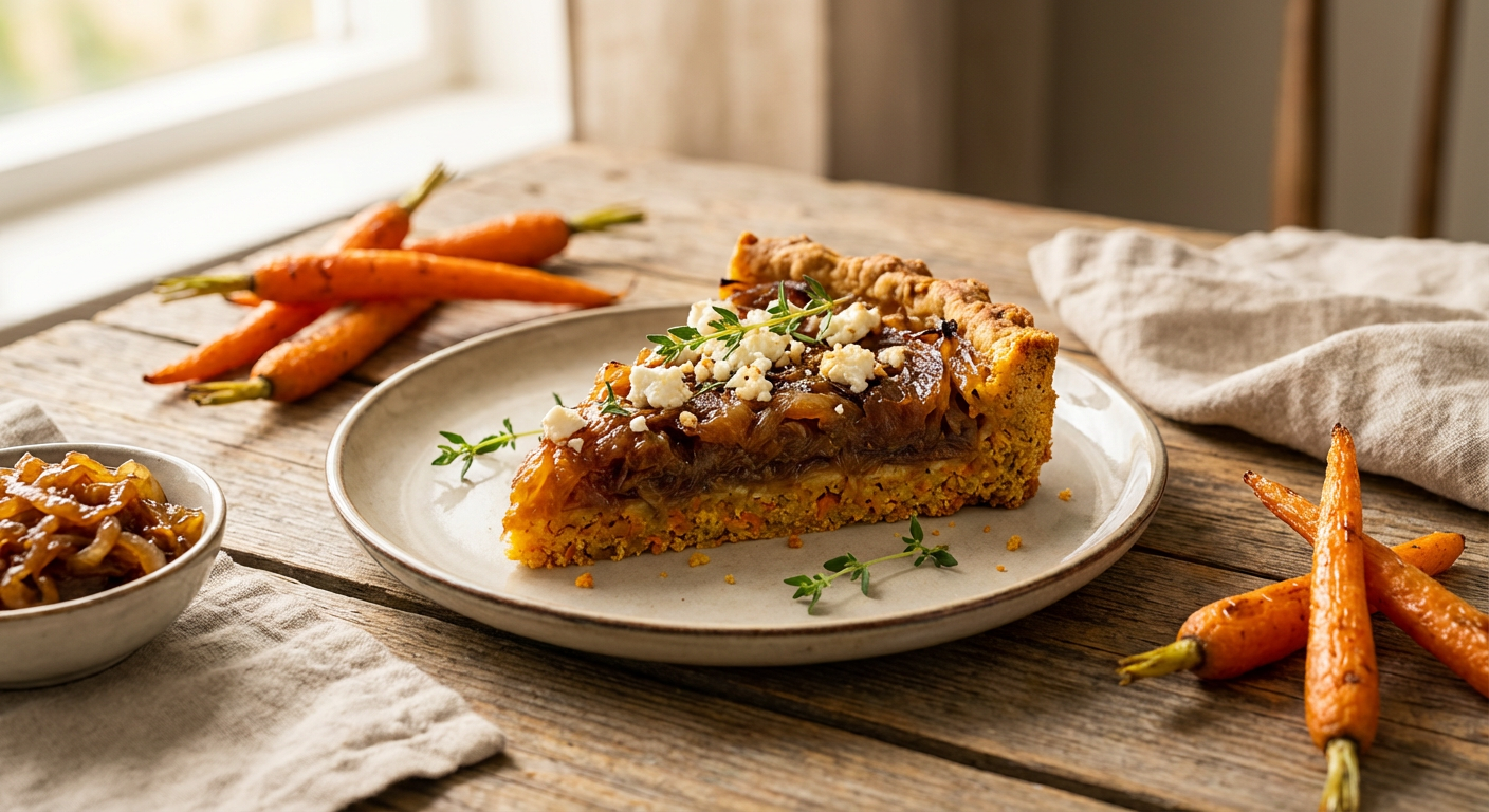 Karamellisert Løktert med Gulrotmuffinsbunn