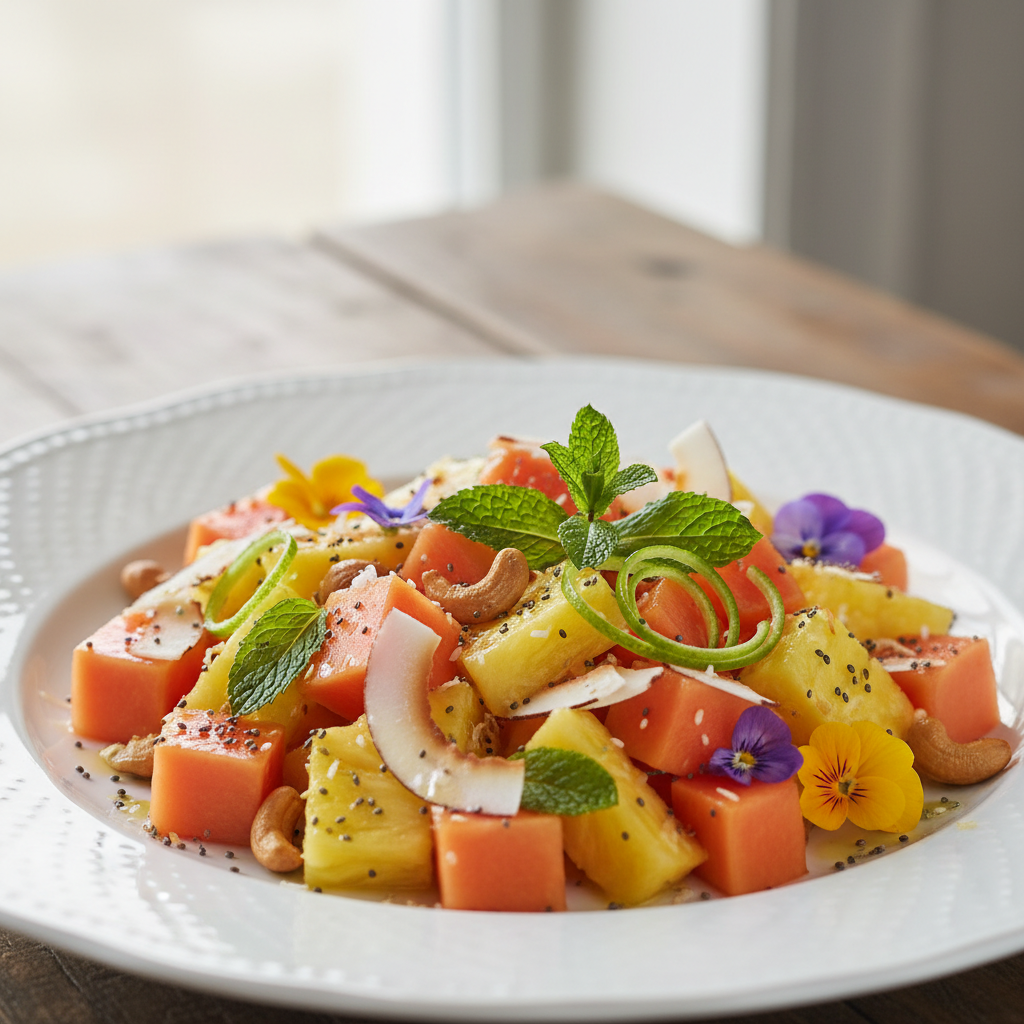 Energigivende Papaya- og Ananassalat, healthy and nutritious