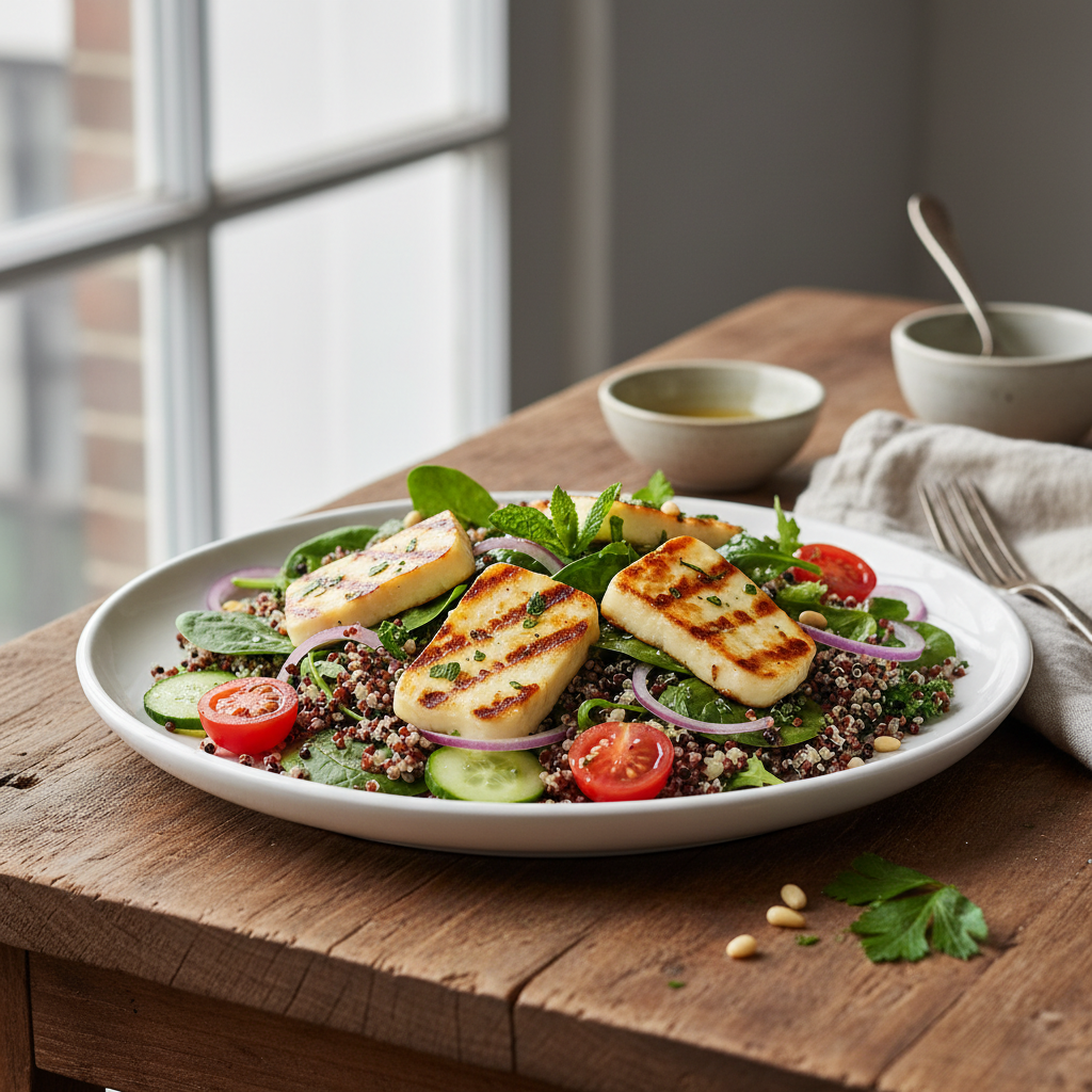 Grillet halloumisalat med quinoa