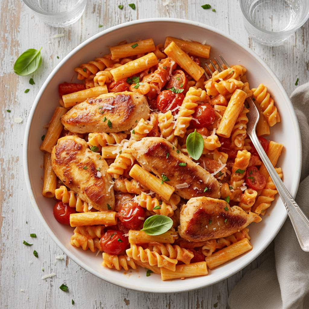 Kremet tomatkylling med pasta