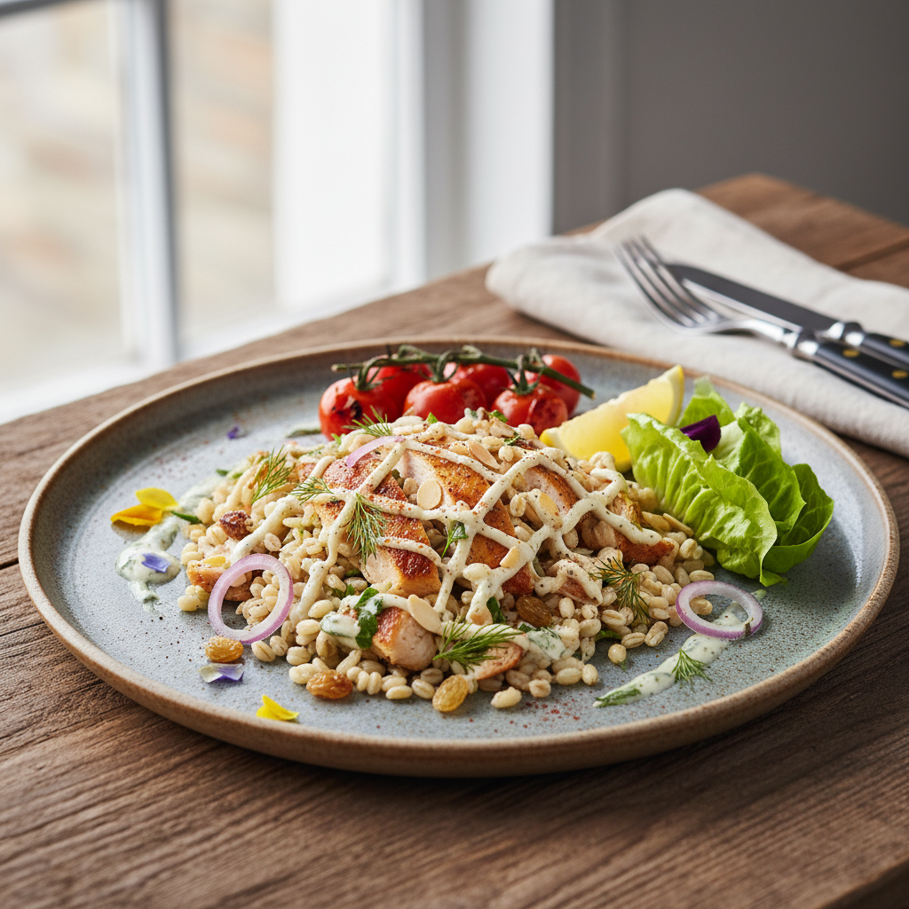 Kyllingsalat med byggryn, healthy and nutritious