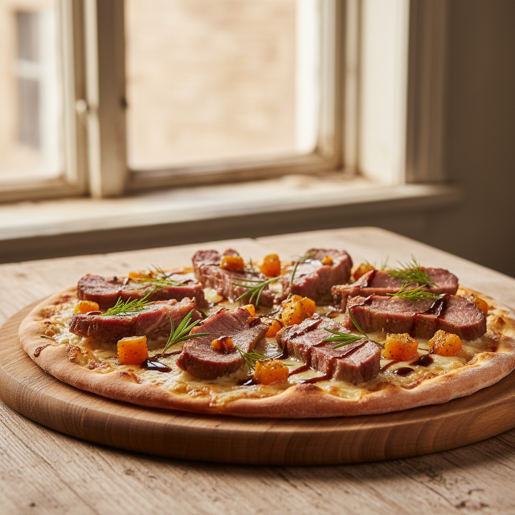 Pinnekjøtt pizza med syltet gresskar
