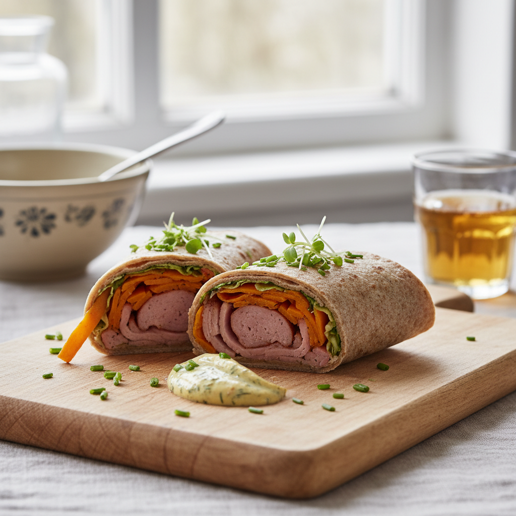 Pølse- og gulrot wrap