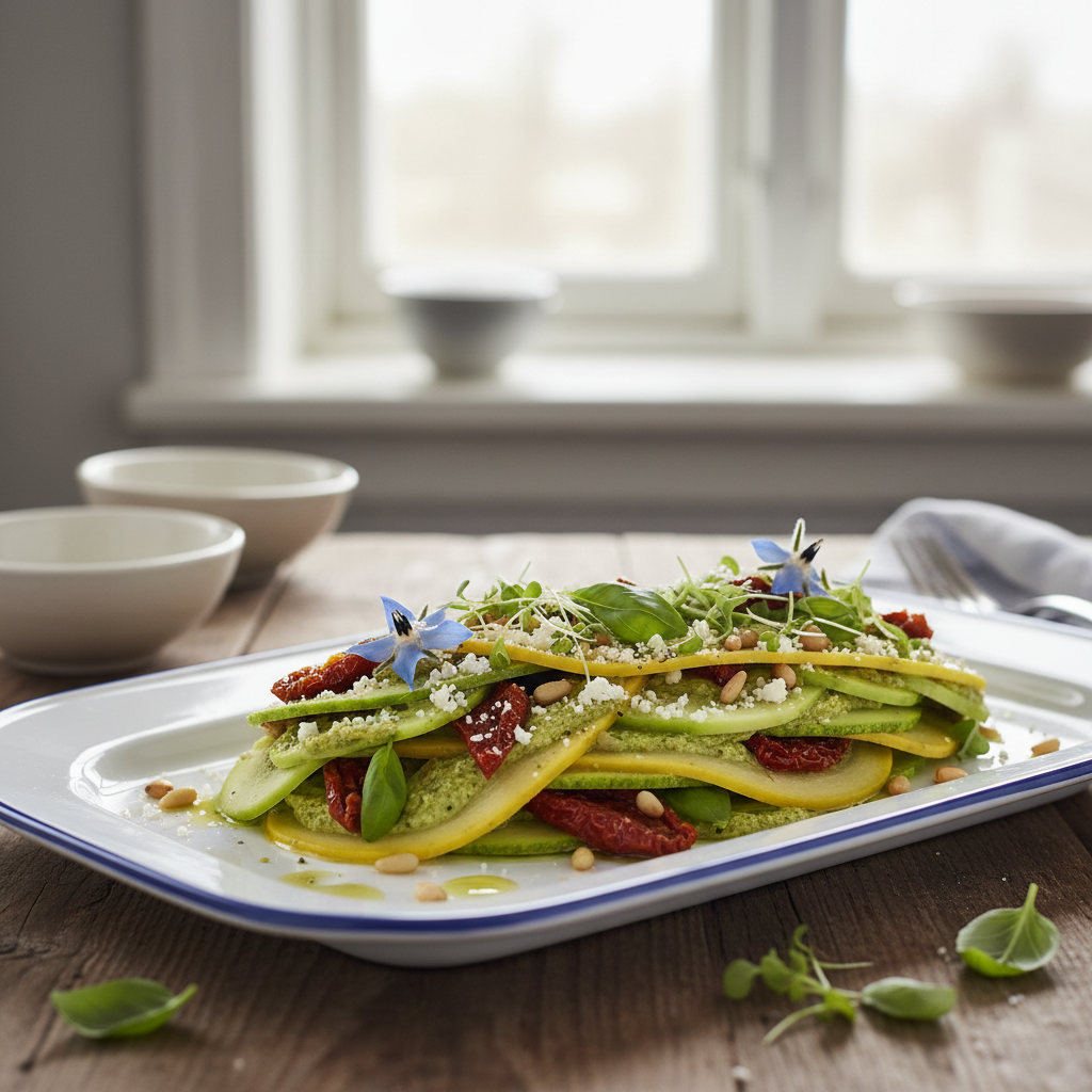 Rå Squashlasagne med Pesto