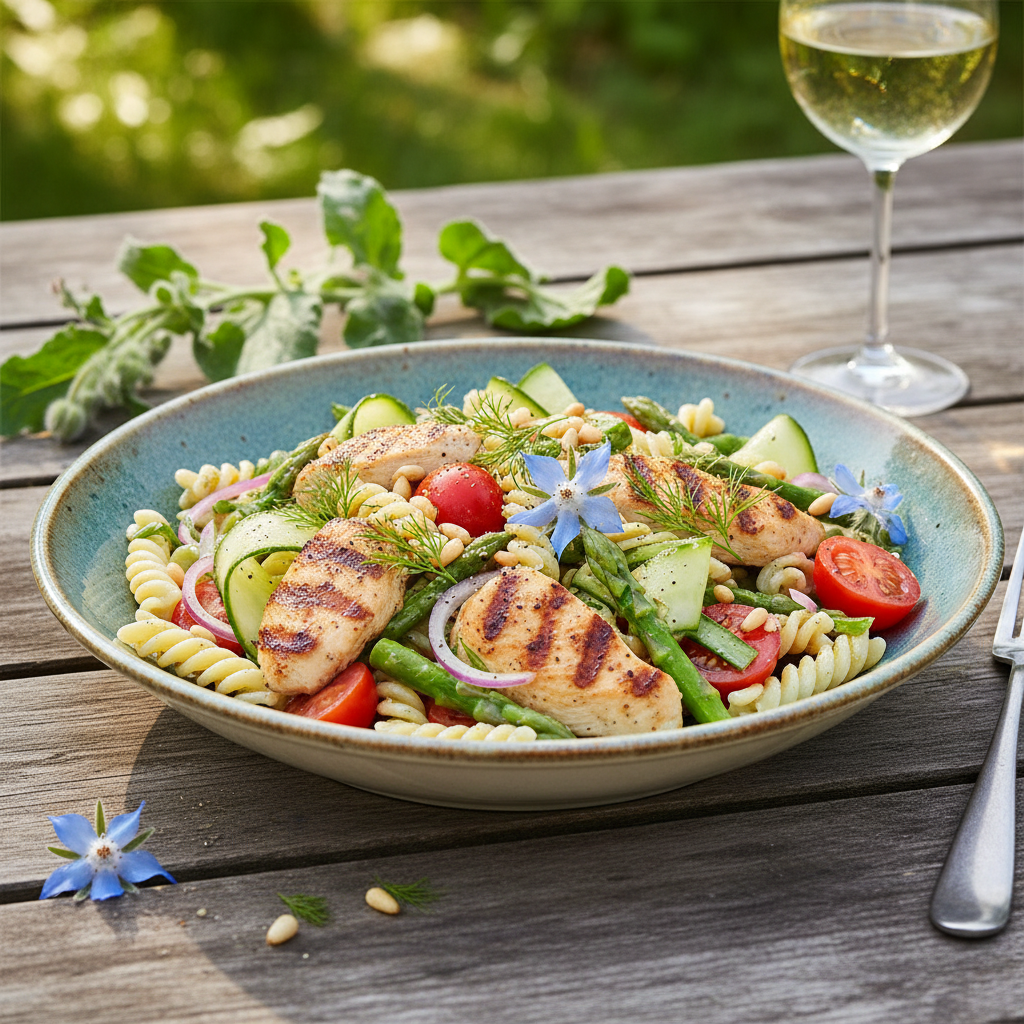 Sommerlig Kyllingpastasalat