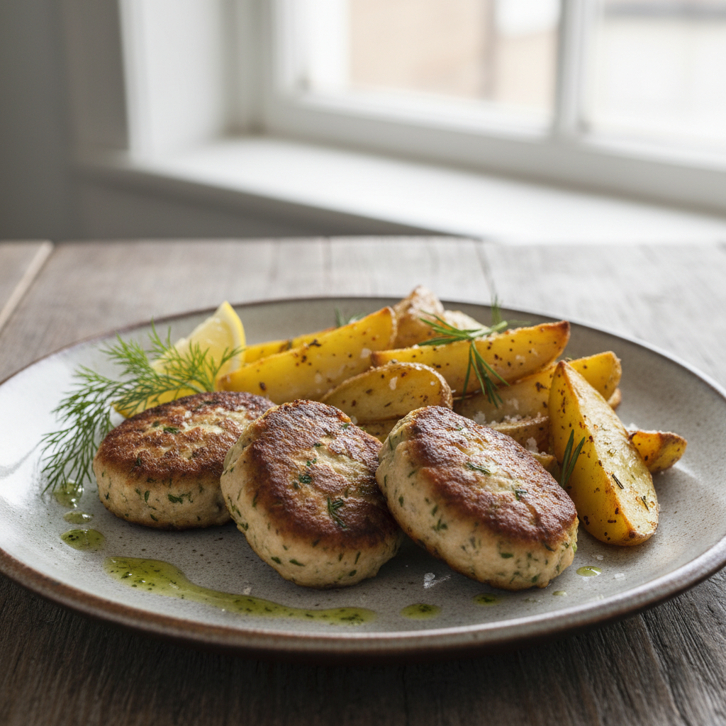 Urtekarbonader, ovnsbakte potetbåter, healthy and nutritious